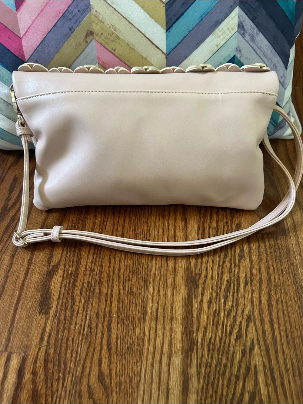 ALDO Blush Pink Floral Appliqué Foldover Crossbody Clutch Bag